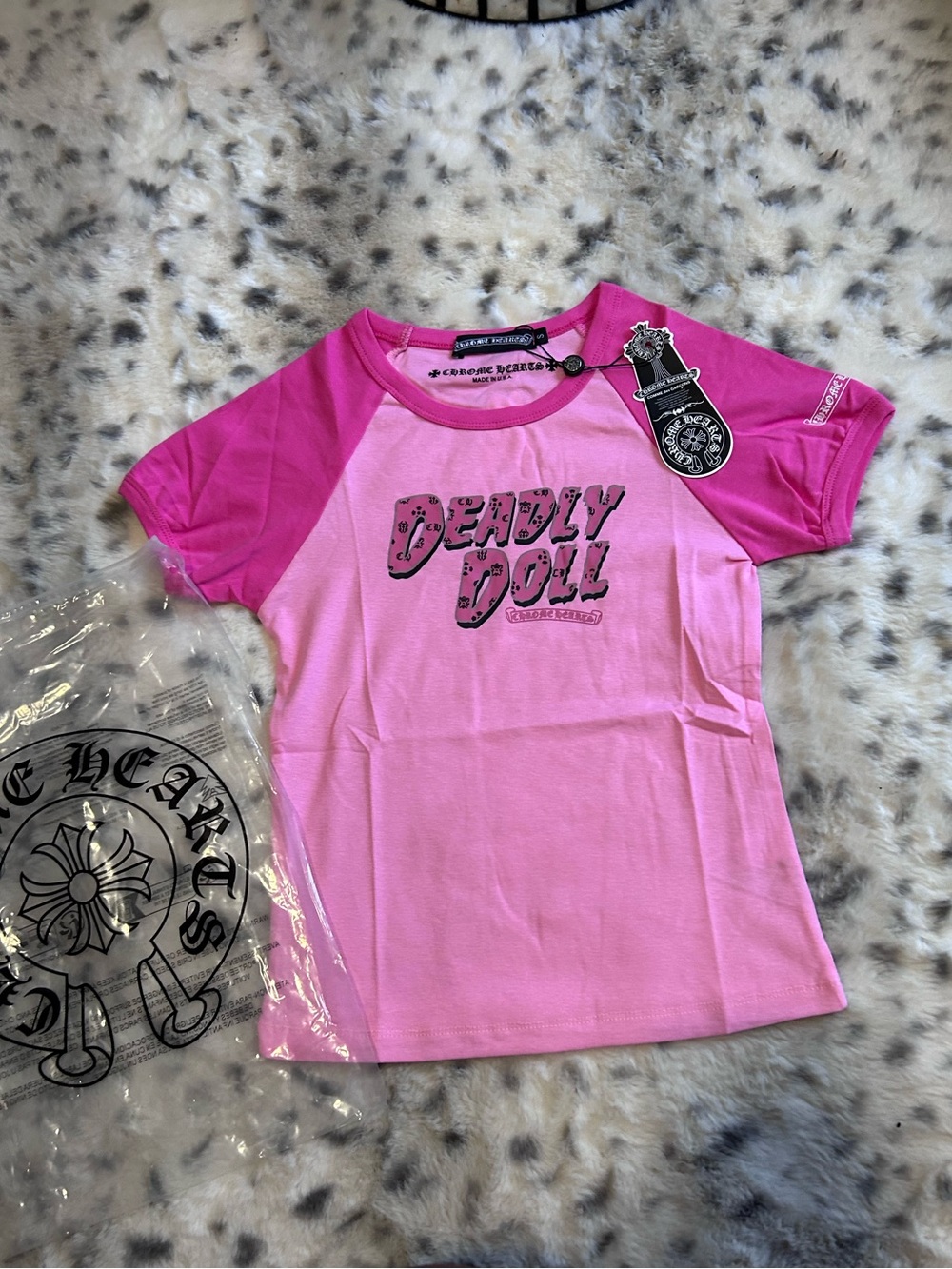 Chrome Hearts Pink Raglan 'Deadly Doll' Graphic Tee
